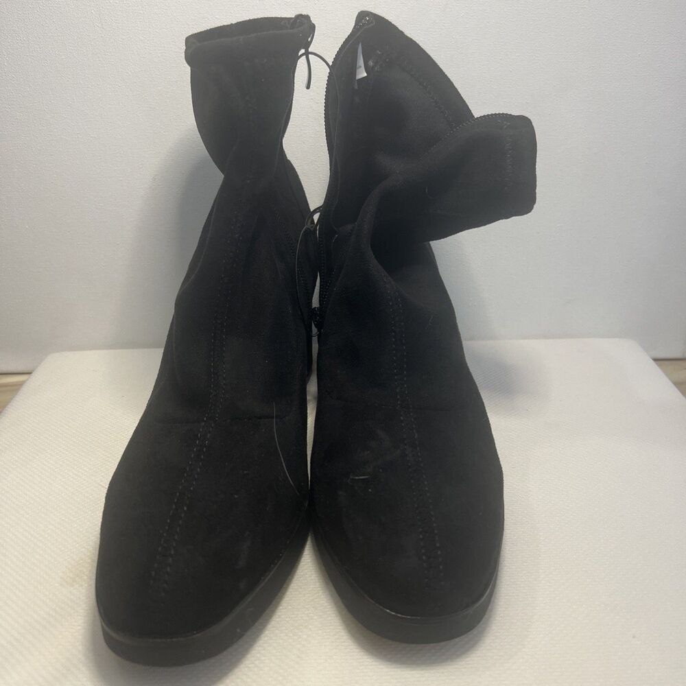 La Canadienne Boots Womens 8 .5M Black Square Toe Ankle Bootie Side Zip Suede
